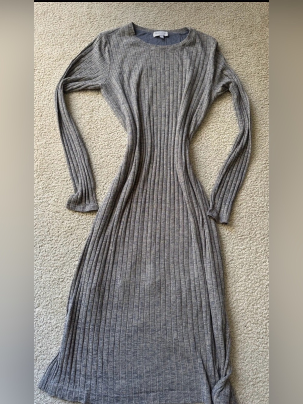 Michael Stars Ribbed Knit Long Sleeve Midi Dress - Heather Gray